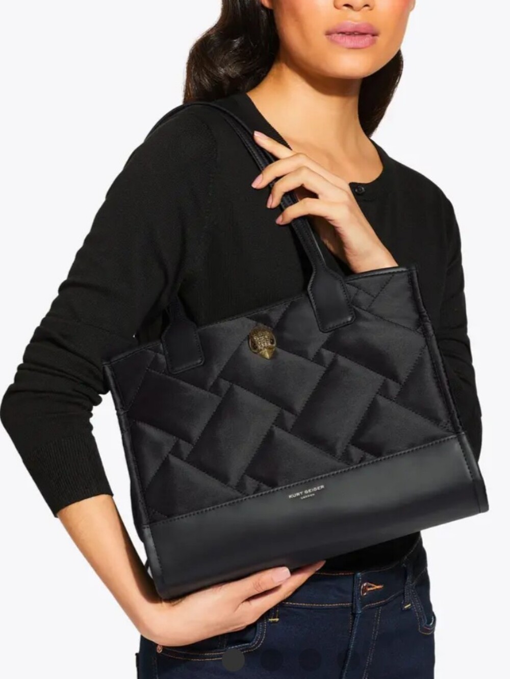 Kurt Geiget Black Quilted Recycled Square Shopper.